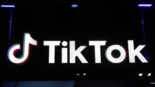 Het TikTok-logo op een evenement in Parijs op 1 november.